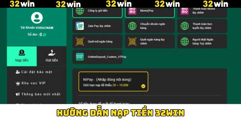 Nạp 32Win qua hình thức ví điện tử thuận lợi Nạp 32Win qua hình thức ví điện tử thuận lợi